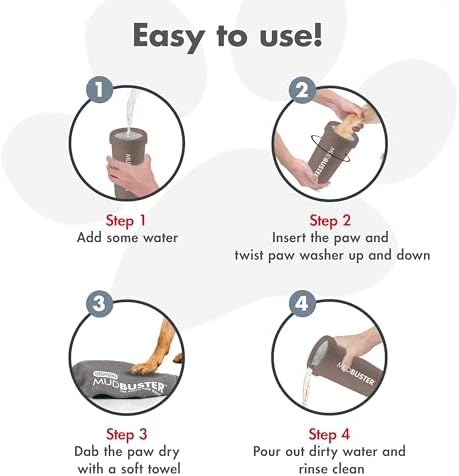 Dexas MudBuster Large Dog Paw Cleaner, Taupe, Fits 2.5"-3.5" Wide Paws, Gentle Silicone Bristles for Quick, Easy Cleaning