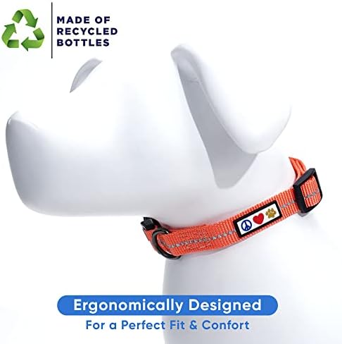 Pawtitas Recycled Dog Collar with Reflective Stitched Puppy Collar Made from Plastic Bottles Collected from Oceans Large Living Coral