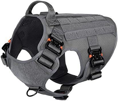 ICEFANG Tactical Dog Harness for X-Large Dogs,Full Metal Buckles Dog Vest
