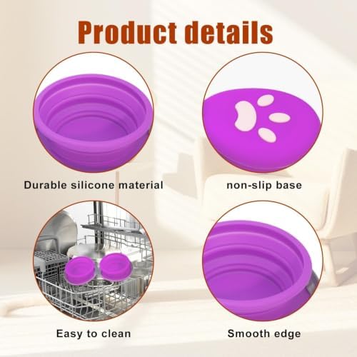 2-in-1 Collapsible Dog Travel Bowl Portable Silicone Carabiner