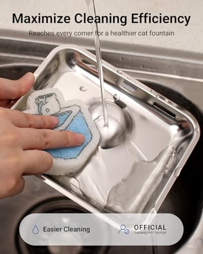 DownyPaws 6 Packs Replacement Filters for Battery Operated Cat Water Fountain DPWFP6, with 1 Cleaning Sponge and 1 Brush, 3 Months Set of Replacement Filters