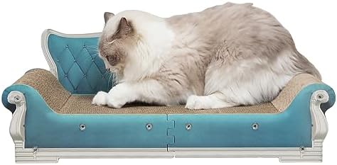 Cat Sofa Shape Scratch Pad for Large Medium Small Indoor Cats,Larger-Sized Recyclable Reversible Cardboard Cat Couch for Resting Claw Grinding and Playing