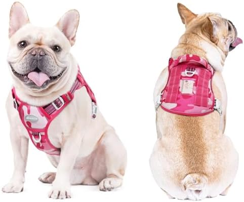 Auroth Tactical Dog Harness for Small Medium Large Dogs No Pull Adjustable Pet Harness Reflective K9 Working Training Easy Control Pet Vest Military Service Dog Harnesses Small, Pink Camo