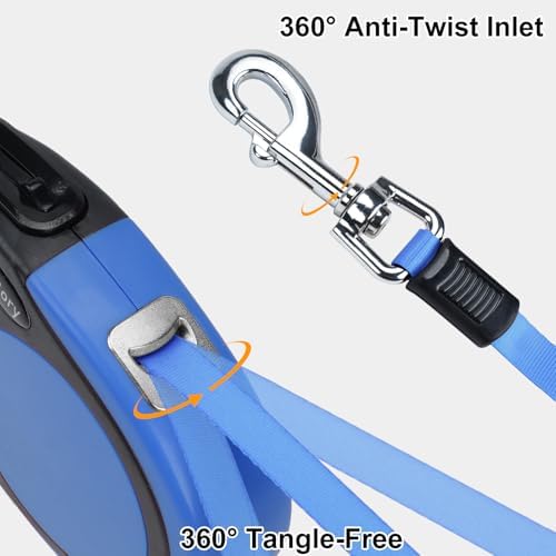 Taglory Retractable Dog Leash, One-Handed Brake, 16ft, Up to 44 lbs, Blue