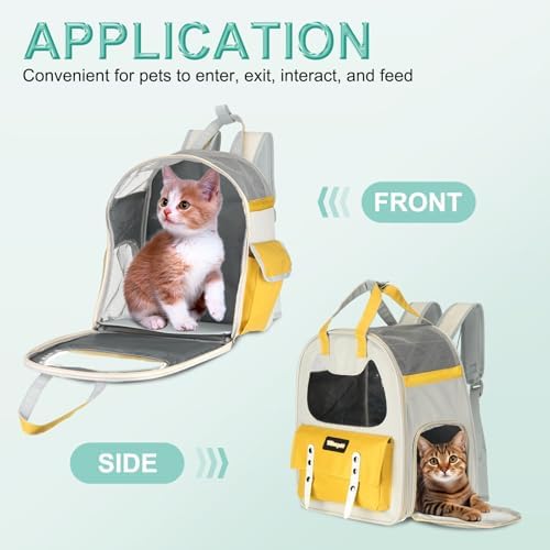 Cat Pet Backpack Carrier Yellow 12"x8"x14" Travel Bag