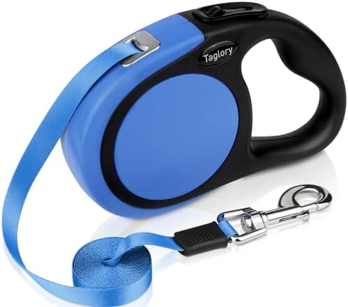 Taglory Retractable Dog Leash, One-Handed Brake, 16ft, Up to 44 lbs, Blue