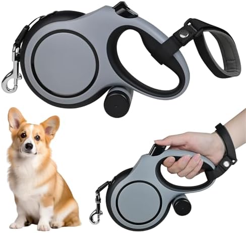 Retractable Dog Leash 26ft for Medium Large Dogs, Gray