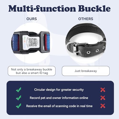 QR Code Dog Collar with ID Tag – Personalized Pet Identification Collar, Anti-Loss Quick Scan Tracking | Adjustable Nylon Strap Fits Small, Medium & Large Dogs (Black, XS)