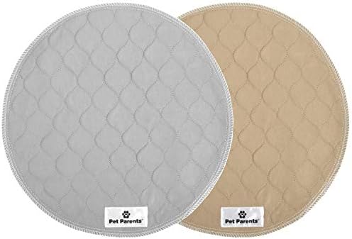 Pet Parents® Pawtect® Pads Washable Pee Pads for Dogs (2pack) of Premium Dog Pee Pads, Waterproof Puppy Pads & Reusable Dog Pads, Whelping Pads & Modern Pee Pads for Dogs (Tan/Grey, 17" Round)