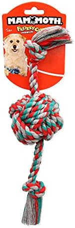 Mammoth Pet Products Flossy Chews Color Monkey Fist Ball with Rope Ends, Small, 13-Inch, MultiColored (20090F)