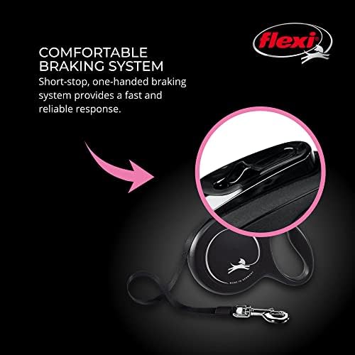 FLEXI® Classic Cord Retractable Dog Leash, Black, Small - 16 Feet (Cord) (Pack of 12)