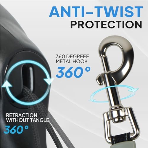 PetiFine 30FT Retractable Dog Leash with Poop Dispenser for Large Dogs 50kg