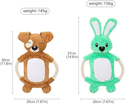 Squeaky Plush Dog Toy - Funny Stuffed Rabbit Chew Toy, Cute Pet Birthday Gift for Small, Medium and Large Dogs (Brown)