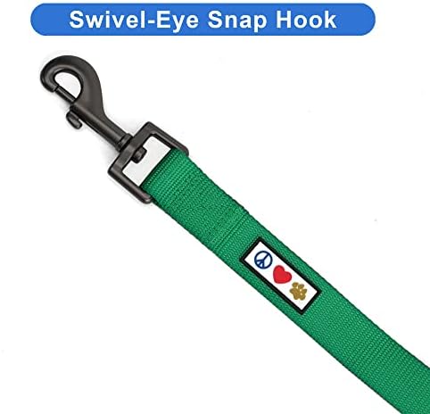 Pawtitas Solid 6 ft Lush Green Dog Leash M/L Custom Name and Phone Embroidery Strong Nylon Leash for Medium and Large Breeds