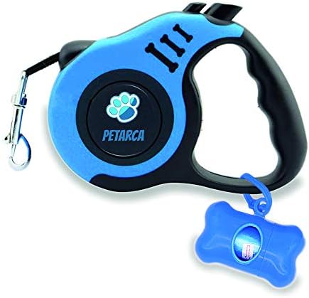 Retractable Dog Leash for Medium - Small Dogs. 16.5 Feet Small and Medium Dog Leash Retractable, Heavy-Duty Nylon Tape, Comfortable and Ergonomic Handle, Metallic Clasp, Easy Lock Button by PETARCA
