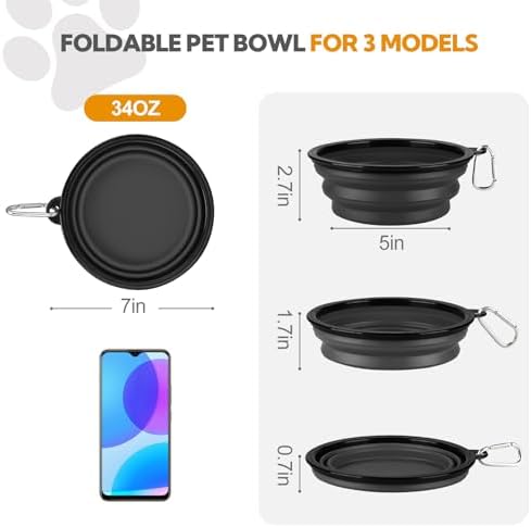 Collapsible Dog Bowl Large 34oz, Travel Dog Water Bowl Portable