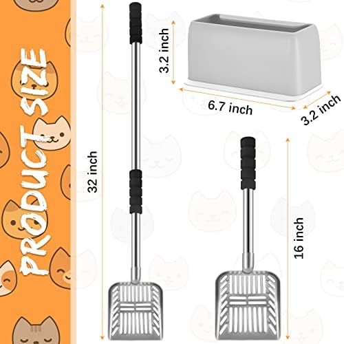 Hortsun 32 Inch Cat Litter Scooper Metal Long Handle Cat Litter Scoop, Gray