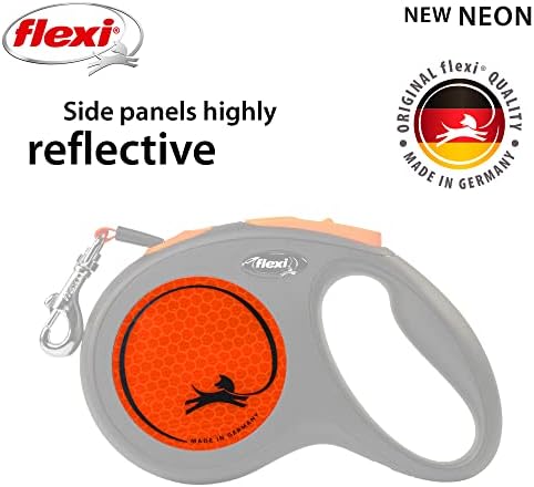 Flexi New Neon Tape Orange Medium 5m Retractable Dog Leash/Lead for Dogs up to 25kgs/55lbs