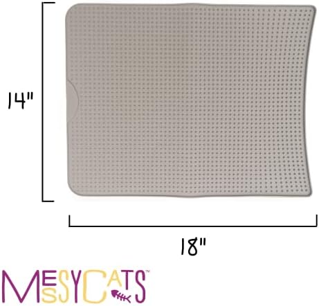 Messy Cats Silicone Litter Mat, Soft Spikes, 18 x 14 Inch, Grey