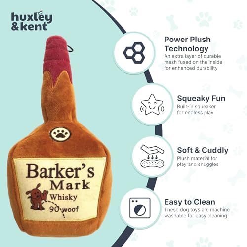 Huxley & Kent Power Plush Squeaky Dog Toy, Barker's Mark, Small