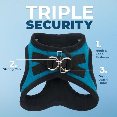 Voyager Step-in Plush Dog Vest Harness -Turquoise Plush, Small