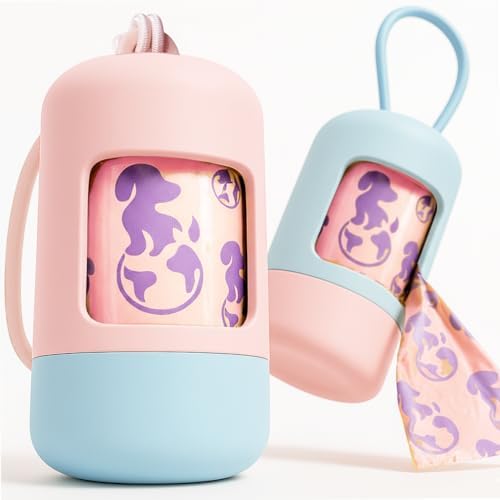 Dog Poop Bag Holder & Dispenser [2-Pack] +30 Extra-Thick Waste Bags