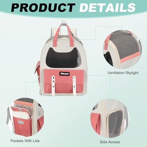 Cat Pet Backpack Carrier Pink 12"x8"x14" Travel Bag