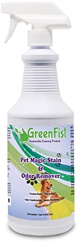 GreenFist Pet Stain & Odor Remover Magic Fast Acting Carpet Spot Cleaner Enzyme Powered Formula Cats,Dogs, Small Animal, 32 oz Spray