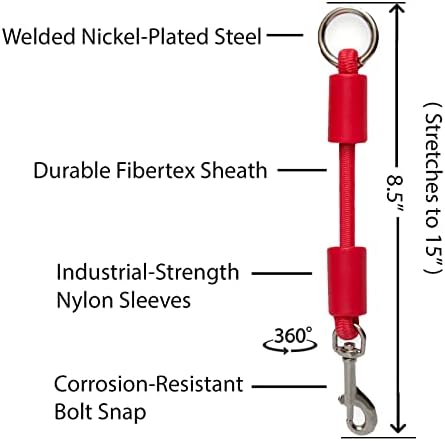 BUNGEE DOG LEASH EXTENSION – Patented Shock Absorber Attachment Protects You and Your Dogs – Works with ANY Leash & Collar or Harness – a MUST for Retractable Leashes – PICK SIZE/COLOR BELOW