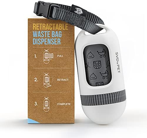 SVD.PET Dog Poop Bag Dispenser, Waste Bag Retractable, Pearl White