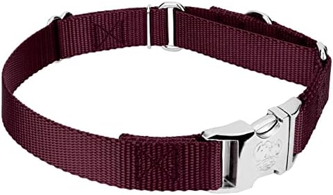 Country Brook Petz - Martingale Dog Collar - Heavy Duty Nylon Adjustable Martingale Dog Collar with Metal Buckle for Small Medium Large Breeds - 30+ Color Options (1 Inch, Extra Large, Burgundy)