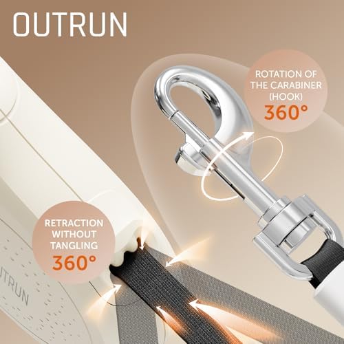 OUTRUN Retractable Dog Leash 16 FT Tape, up to 55 lb, No Tangle