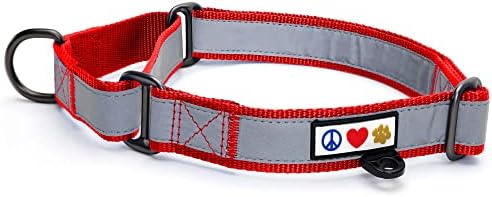 Pawtitas Red Reflective Martingale Dog Collar, Medium