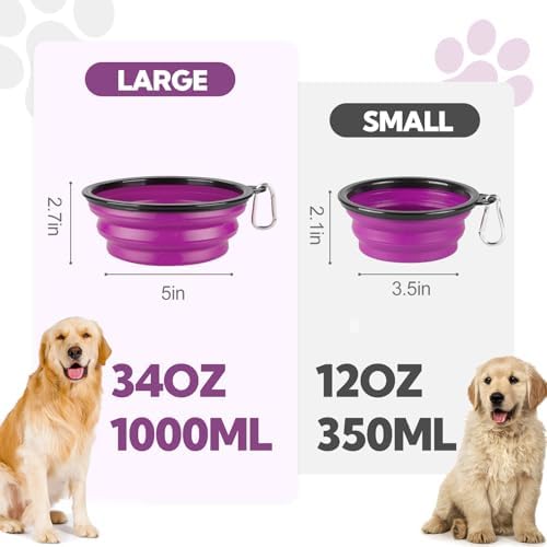Collapsible Dog Bowl Large 34oz, Travel Dog Water Bowl Portable