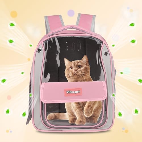 Pet Backpack Carrier, Portable and Ventilated, Oxford Cloth, Dogs Cats and Small Animals Travel Bag 13", (Pink, 1 Pcs), Intended for Hiking/Camping/Traveling