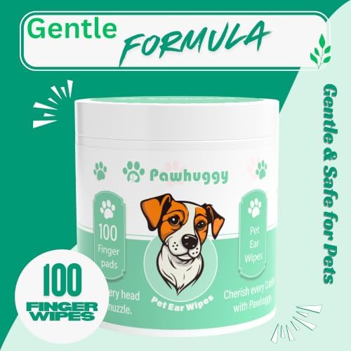 100 Finger Wipes for Pet Lovers - Pet Ear Wipes for Dogs & Cats - Ear Cleaner & Dog Ear Infection Treatment - Cleans Ears, Reduces Itching & Odor, Removes Wax, Relieves Irritation