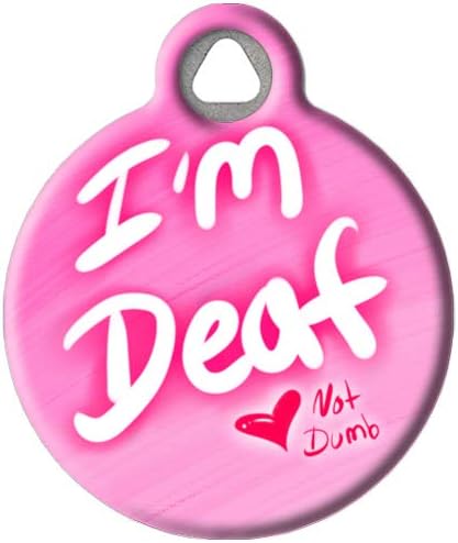 I'm Deaf Not Dumb Personalized Medical Alert Pet ID Tag for Dogs and Cats, Silent Polymer Coated Stainless Steel Nametag with Customized Identification Information, Large 1.25" Diameter