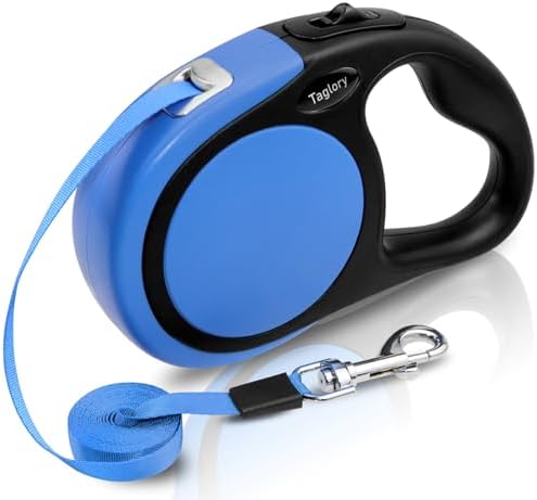 Taglory Retractable Dog Leash, One-Handed Brake, 16ft, Up to 44 lbs, Blue