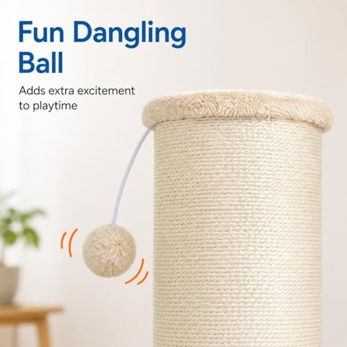 Cat Scratching Post with 5.5 Inch Diameter Sisal Post, 32 Inch, Beige