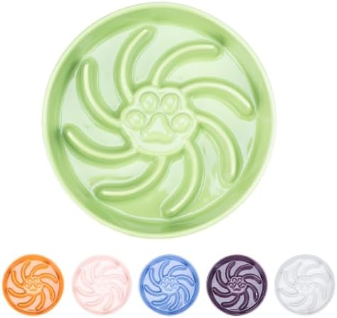Ceramic Slow Feeder Dog Bowl, 3 Cup Dog Food or 25oz Water, Slow Eating Bowl for Middle Breed, Maze Puzzle Feeder for Fast Eaters, Anti-Choking Stop Bloat, Non-Slip BPA Free (Green)