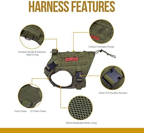 OneTigris Tactical Dog Harness Vest No-Pull Service Dog Vest for Large Dogs
