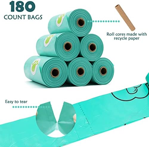 180 Dog Poop Bags Lavender Scented –Leak Proof, Easy Tear, 9"x13" Standard Size – Durable for Large/Small Dogs, Fits Most Dispensers (12 Rolls, Crystal Blue)