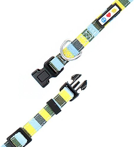 Pawtitas Pet Soft Adjustable Solid Color Nylon Puppy/Dog Collar Personalized Customizable Dog Collar Embroidered Customize w Pet Name & Phone Number X-Small Blue/Green/Yellow