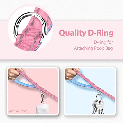 PHOEPET 5 Feet Dog Leash - Dual-Side Reflective - Soft Padded Handle