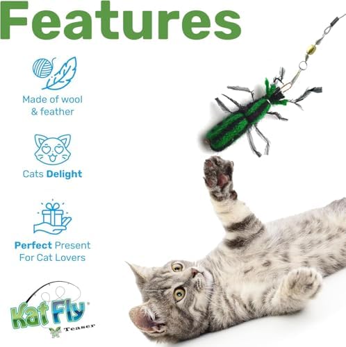 2 Inch Handmade Cat Toy Teaser Beetle (1, Green, Refill Only)