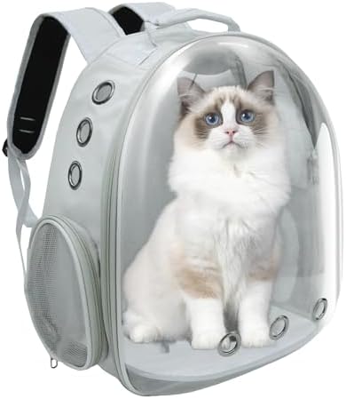 Cat Backpack, Airline Approved Bubble Carrying Bag for Small Medium Dogs Cats, Space Capsule Pet Carrier Dog Hiking Backpack Travel Carrier (Grey)