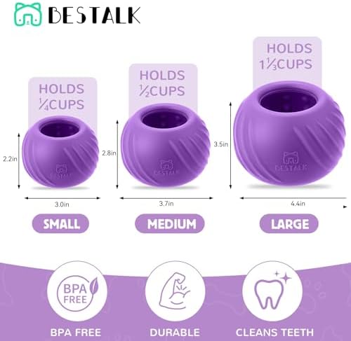 Long-Lasting Dog Lick Toy, Wobbly Dog Enrichment Lick Bowl to Keep Dogs Busy, Interactive Stuffable Dog Treat Feeder for Boredom, Silicone Treat Dispensing Chew Toy(Purple,L)