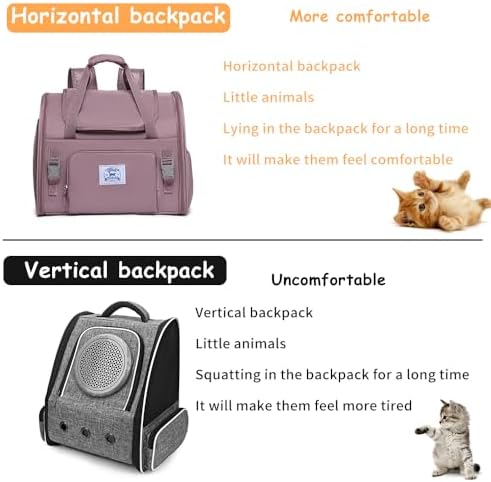 Pet Backpack Carrier for Small Dogs Medium Cats, Puppies,Breathable and Collapsible Design, Portable Travel Bag for Bearded Dragon,Rabbit Cage (Purple, Large)