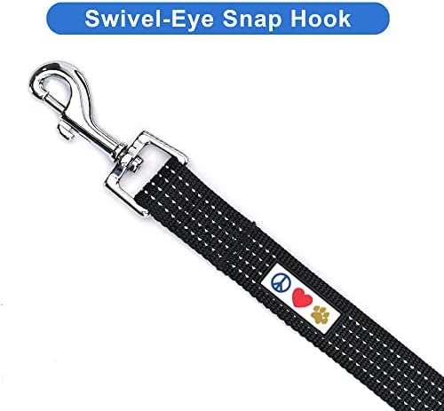 Pawtitas Black Dog Leash 6 ft XS/S Reflective Durable Lightweight Dog Lead for Small Dogs and Puppies