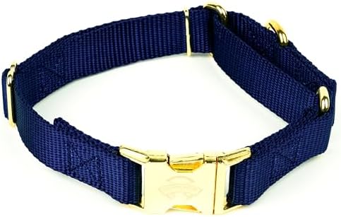 Country Brook Petz - Martingale Dog Collar - Heavy Duty Nylon Adjustable Martingale Dog Collar with Metal Buckle for Small Medium Large Breeds - 30+ Color Options (1 Inch, Extra Large, Navy Blue)